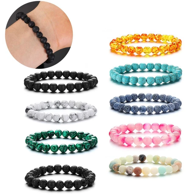 8 mm. Un cadeau Simpliste Bijoux Green Natural Rock bracelet Un bracelet