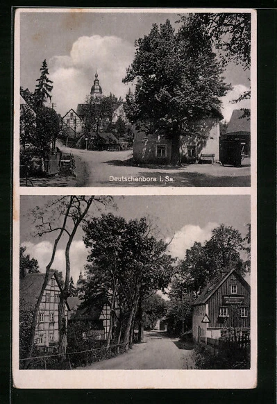 AK Deutschenbora i. Sa., Straßenpartie mit Gasthof