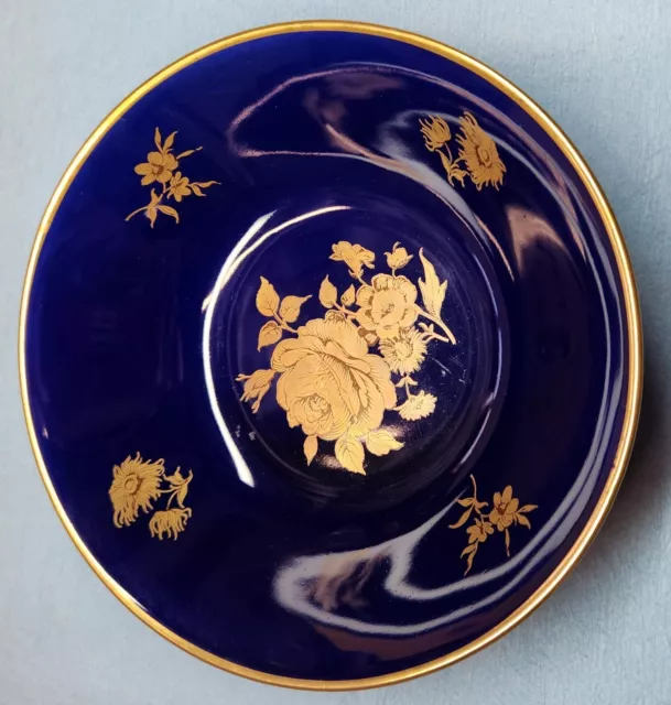 Bareuther Waldsassen Bavaria Echt Cobalt Small Dish Gold Lined Roses *FREE SHIP*