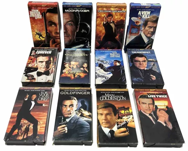 VTG James Bond 007 Lot of 12 VHS VCR Tapes Goldeneye Moonraker Goldfinger