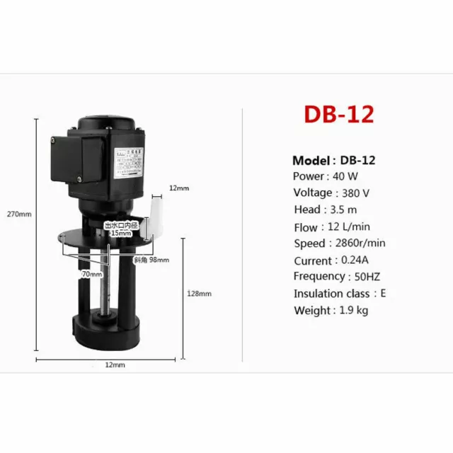 Waterproof DB-12 380V Cooling Water Pump Coolant Pump 40W 2860r/min