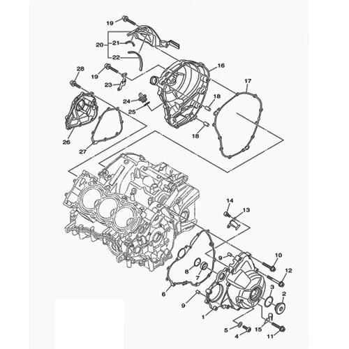 YAMAHA MT-09 FZ-09 2014-2023 Kit n°1 vis BTR inox moteur MT09 FZ09