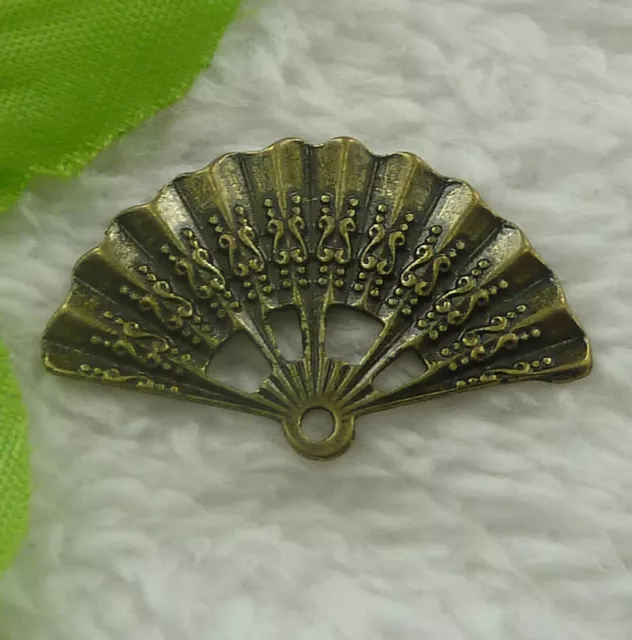 Free Ship 160 pcs bronze plated fan charms pendant 33X21mm B2266