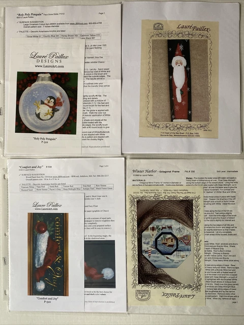 Lote de 4 patrones de Navidad de pintura de tole de artes y oficios hágalo usted mismo por Laure Paillex