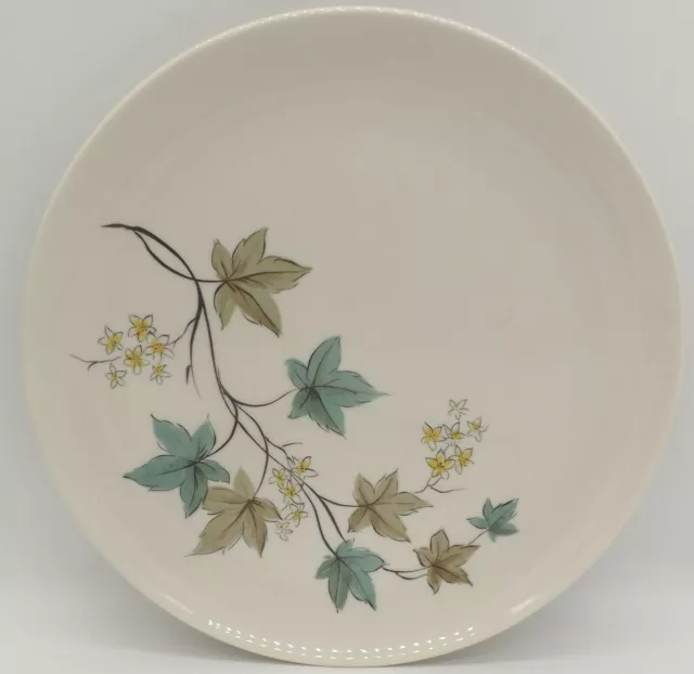 Carefree True China Syracuse Woodbine Dinner Plate Turquoise Green Leaves 10"