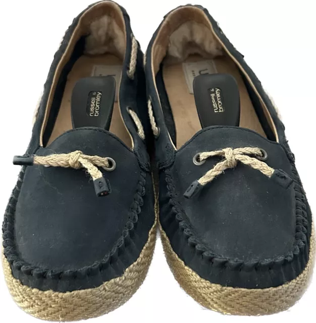 UGG Womens Chivon 1004111 Blue Leather Slip On Round Toe Moccasins Size 8.5