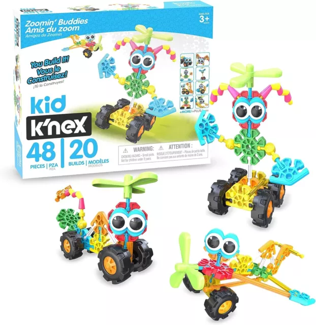 Basic Fun 85053 Kid KNEX Zoomin Buddies 20 Model Building Set 48pc, Multi-Colo