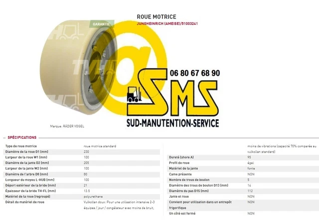 Ruota Guida 51003241 Transpallet Jungheinrich 230 100 80 MM EJG216