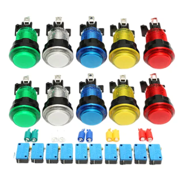 10Pcs LED Illuminated Full Colors Switch buttons For Arcade DIY Parts JAMMA