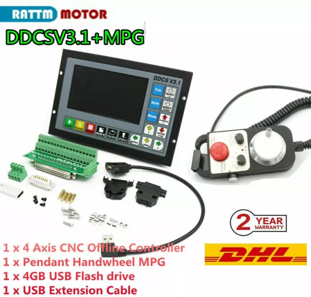 〖EU〗4 Axis Motion CNC Controller PLC Offline Stand Alone Control w/ MPG DDCSV3.1