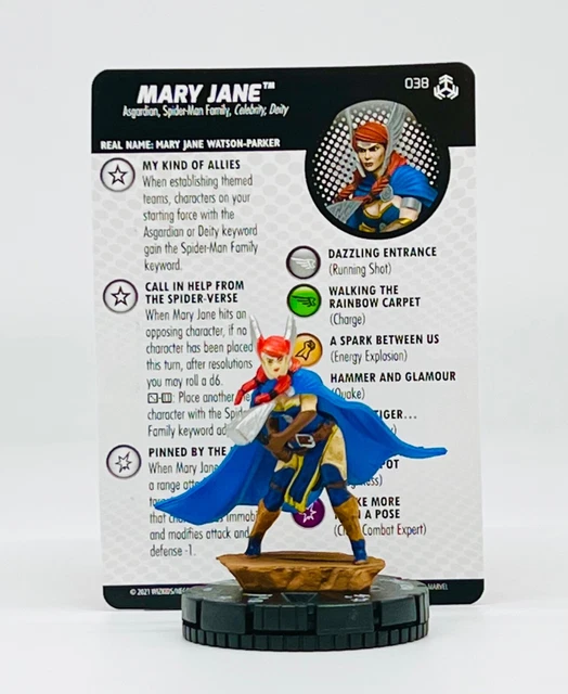 Marvel Heroclix Avengers War of the Realms Set Mary Jane  #038 Rare w/ Card