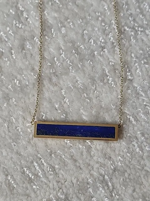 Jennifer Meyer Lapis Blue Inlay Bar Necklace 18K Gold