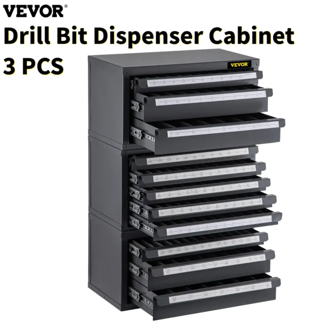 VEVOR Stackable Drill Bit Dispenser Organizer Cabinet 3 Pieces Kit 3/5-Drawer