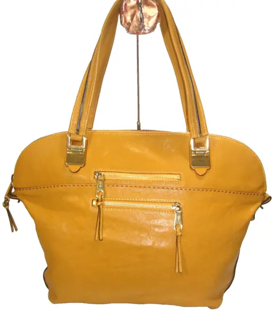 Chloe Gorgeous Angie Mustard Leather Large Double Zip Tote Shoulder Bag Nr MINT!