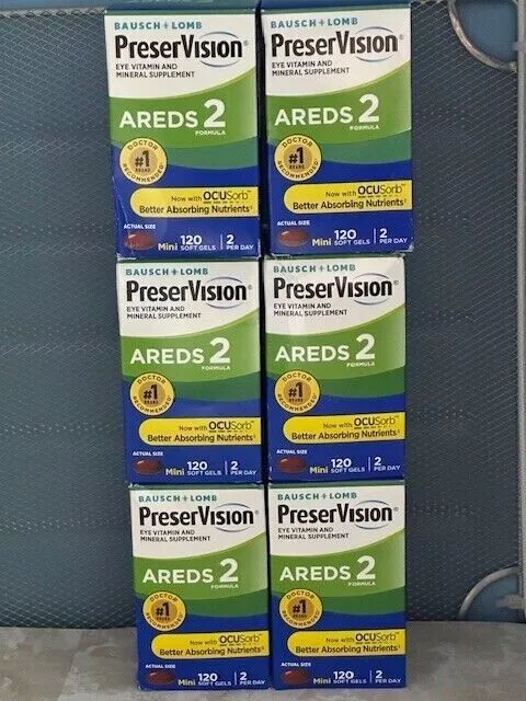 LOT OF 6 BOTTLES PreserVision Areds 2 130 MINI Softgels EXP:10/2024