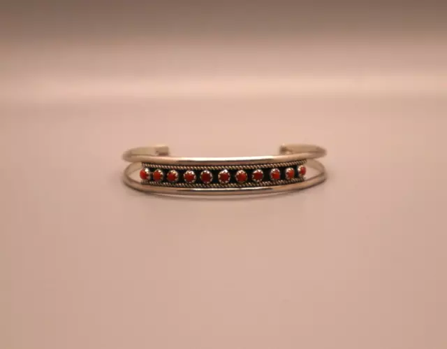 Old pawn Zuni Sterling Silver and Coral Bracelet