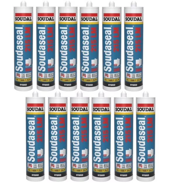 12x Soudaseal WHITE 215lm Hybrid Polymer Facade Silicone Sealant 290ml