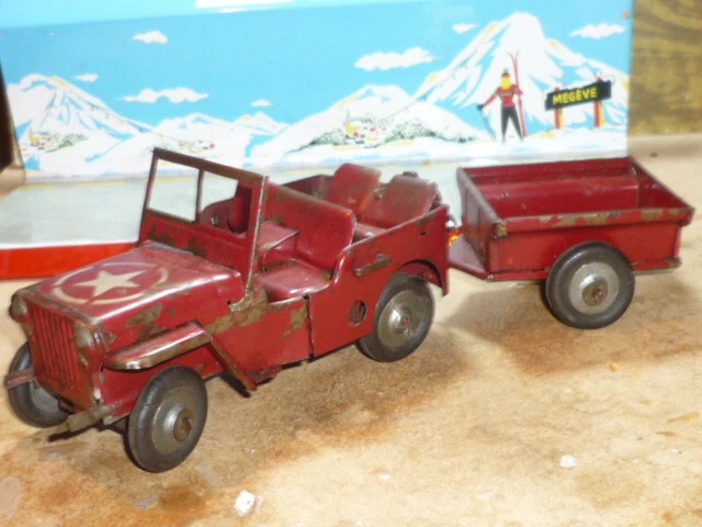 Jeep Willys Jan (Jean) VINOT en tôle Jouet ancien (avant 1950) Sortie