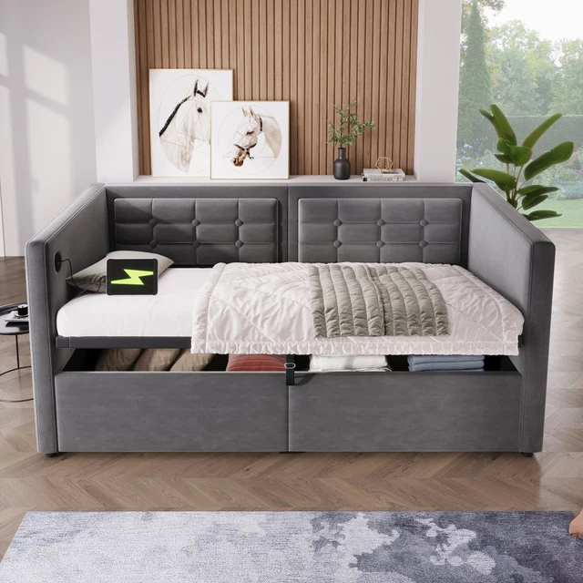 Canapé Baroque En Velours Gris - Style Antique - Bois Massif - 2 Places - Palazzo INT