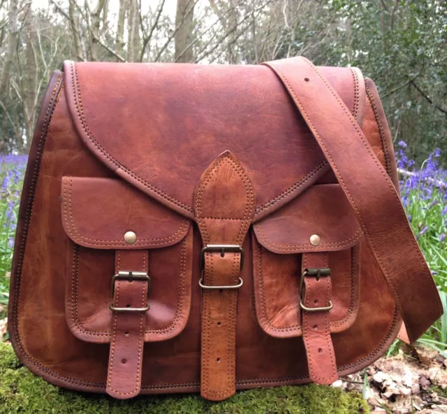 Neuf Cuir Véritable Vintage Messager Femmes Épaule Hippie Sac