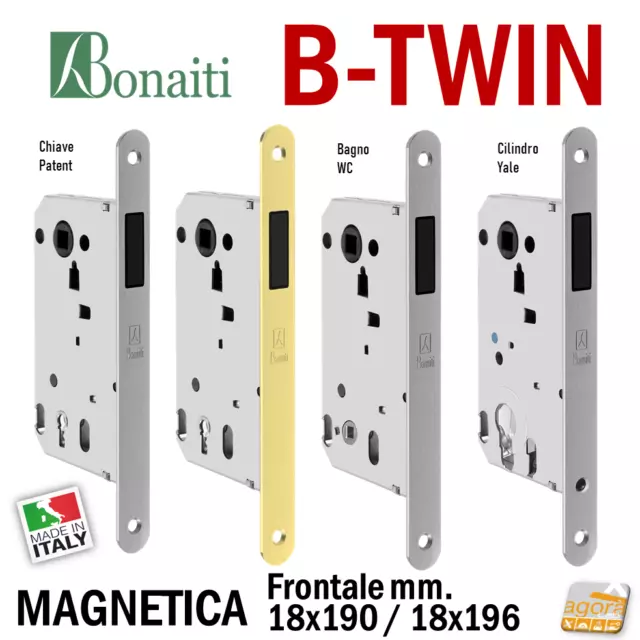 SERRATURA PORTA INTERNA MAGNETICA B-TWIN BONAITI FRONTALE 18X190 /18x196 E50 I90