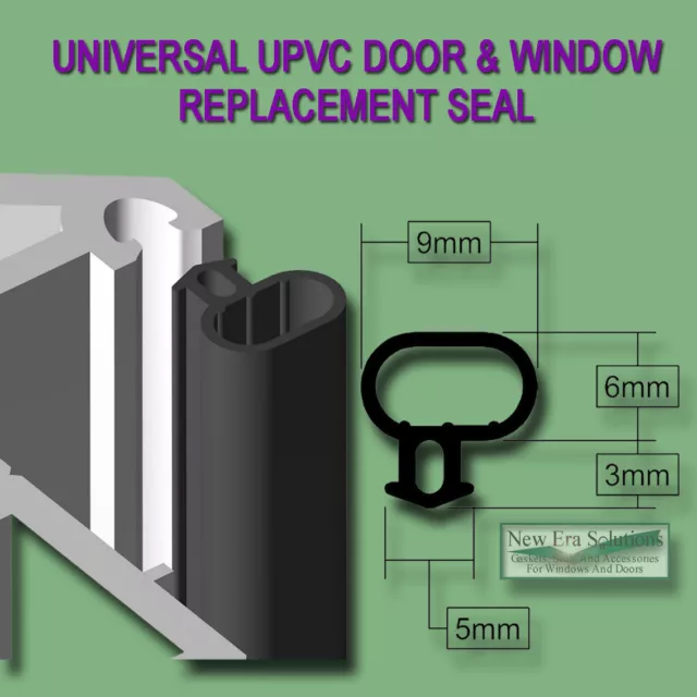 Universal Black Seal Upvc Door Window Double Glazing Replacement Rubber Gasket