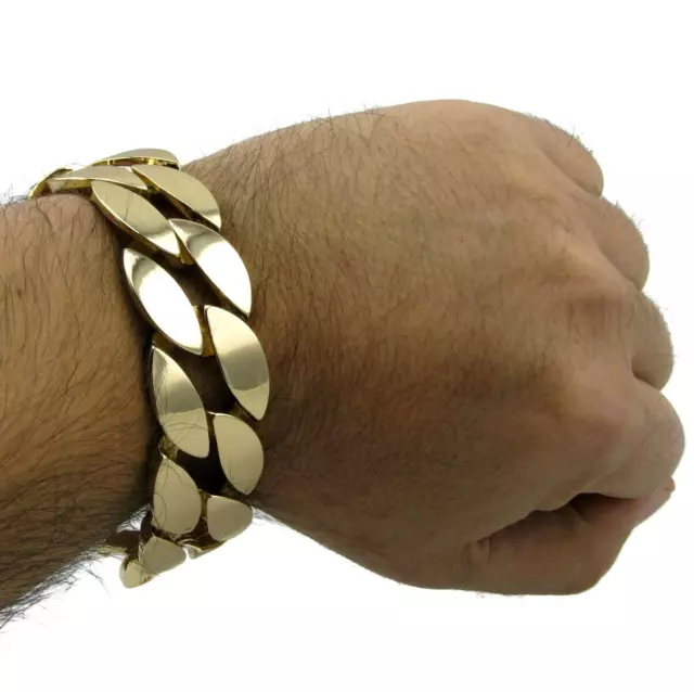 Pulsera para Hombre Cadena Cubana 9" 25MM Chapado en Oro 14k Moda Estilo Hip Hop