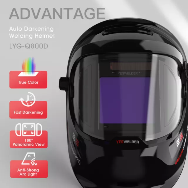 Large View True Color Auto Darkening Welding Helmet/Mask/Hood with Side View