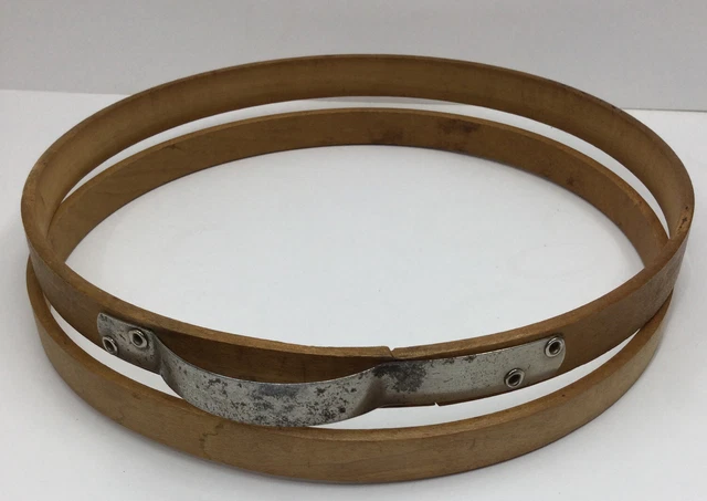 Aro bordado de madera dura vintage Gibbs Princess 6"" arco redondo tensión de resorte