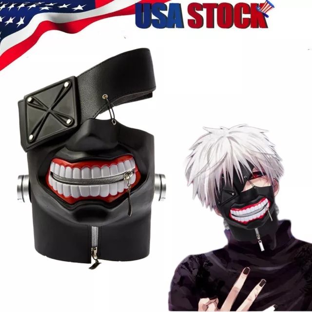 Tokyo Ghoul Kaneki Ken Mask Cosplay Black PU Leather Full Face Mask USA SELLER