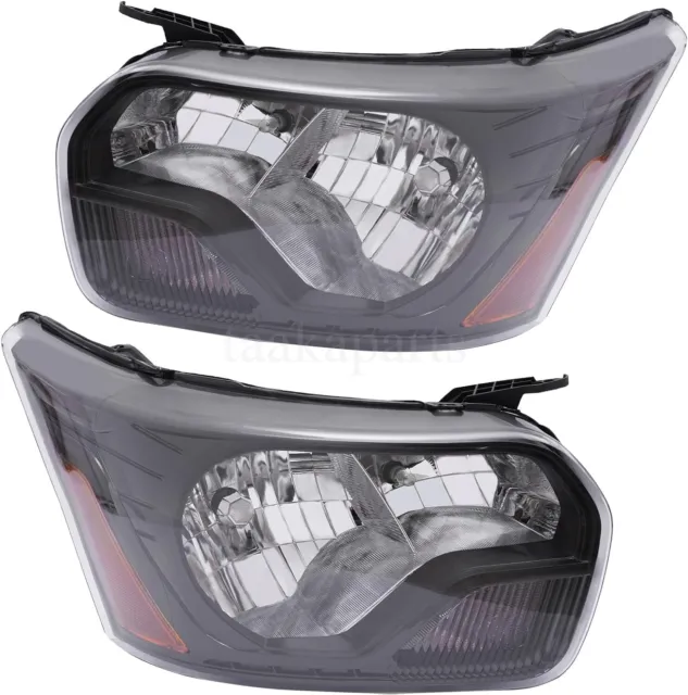 Headlights Headlamps Pair Passenger Driver Black For Ford Transit 2015-2022