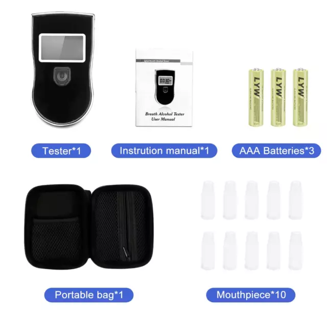 Testeur alcoolémie Ethylotest Electronique Portable Numérique Capteur Ecran LCD