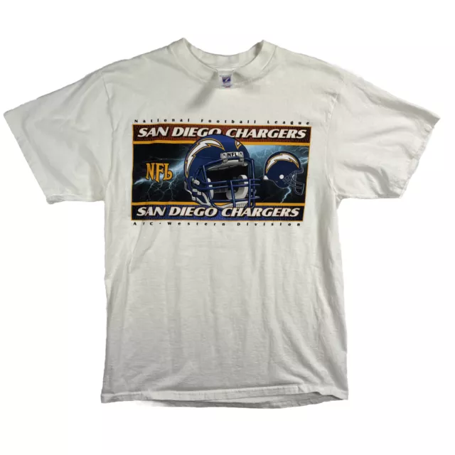 Vintage San Diego Chargers Football Helmet White T Shirt L 90s NFL Logo 7