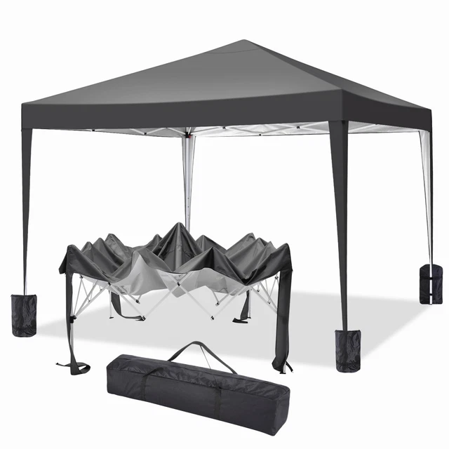 Pavillon 3x3m Gartenpavillon Partyzelt Pop Up Wasserdicht UV-Schutz mit Sandsack