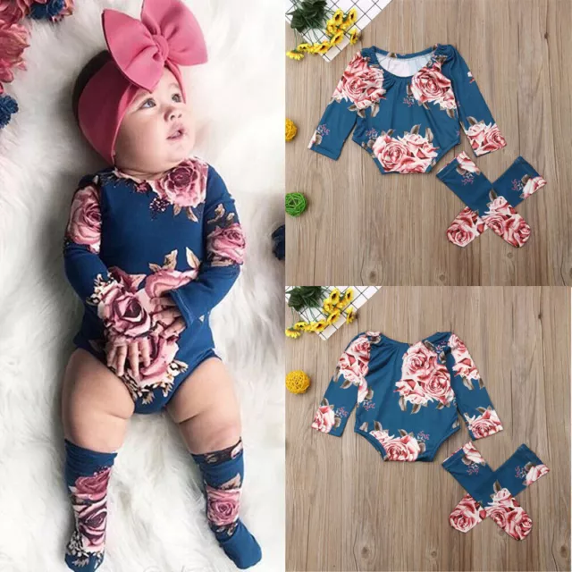 Newborn Infant Baby Girl Floral Romper Leg warmers Jumpsuit Bodysuit Clothes