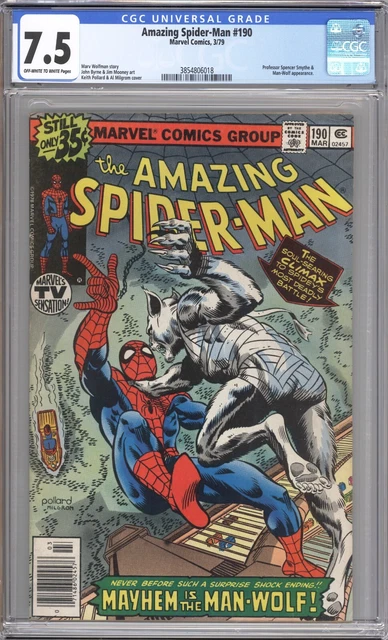 Amazing Spider-Man #190 CGC 7.5 - OWW - Man-Wolf Appearance
