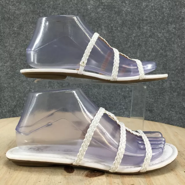 Talbots Sandals Womens 7 M Slide White Faux Leather Slip On Open Toe Casual