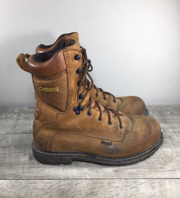 CARHARTT 3907 WATERPROOF Work Soft Toe Dri-Lex Mens Boots Brown Leather ...