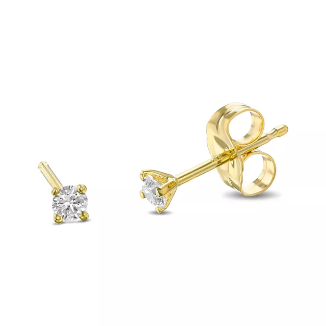 14K Gelbgold Ohrstecker Rund Schliff 0,06 Karat Diamant E-F Farbe VVS2 Klarheit