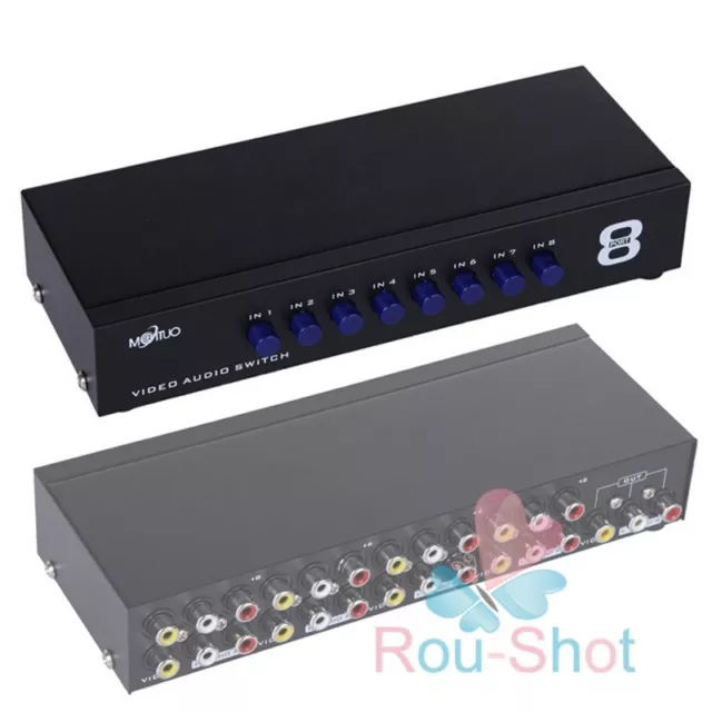 MT-VIKI 8 Ports Video Audio 3 RCA AV Switch Switcher Box Selector 8 In 1 Out【AU】