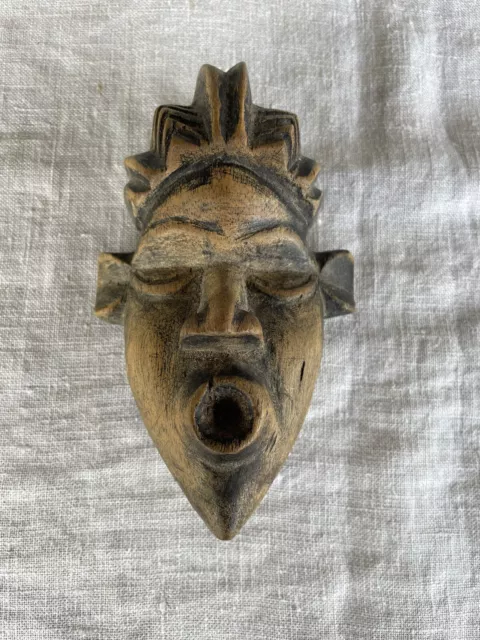 Vintage Carved Wooden Mask, Signed James Sibley