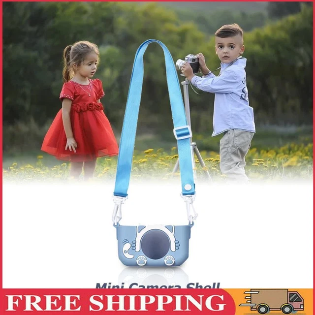 Portable Mini Cartoon Camera Cover Adjustable Silicone Shell (Blue Cat)