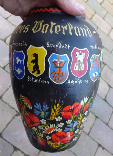 original  Vase mit Sudetenland Transsylvanien  Motiven handbemalt