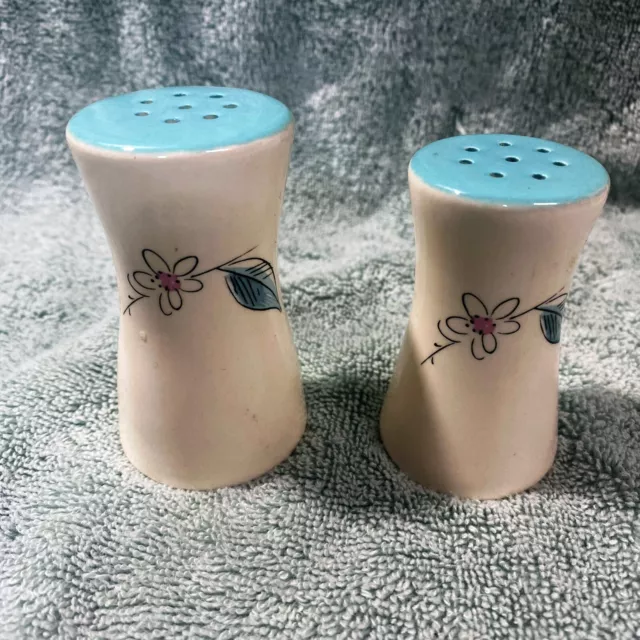 Salem Biscayne China Salt & Pepper Shaker Turquoise Tops 1960s north star