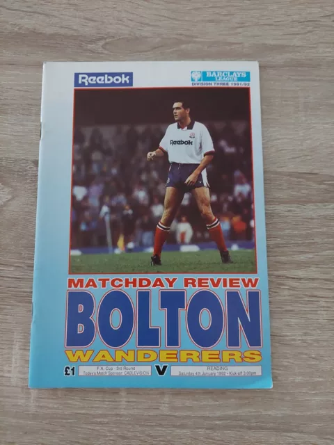 Bolton Wanderers v Reading FA Cup Programme 1992