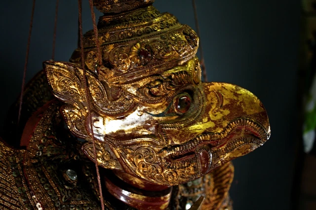 V LARGE ANTIQUE BURMESE PUPPET MARIONETTE INTERIOR DESIGN BUDDHIST GARUDA 39 ins 7