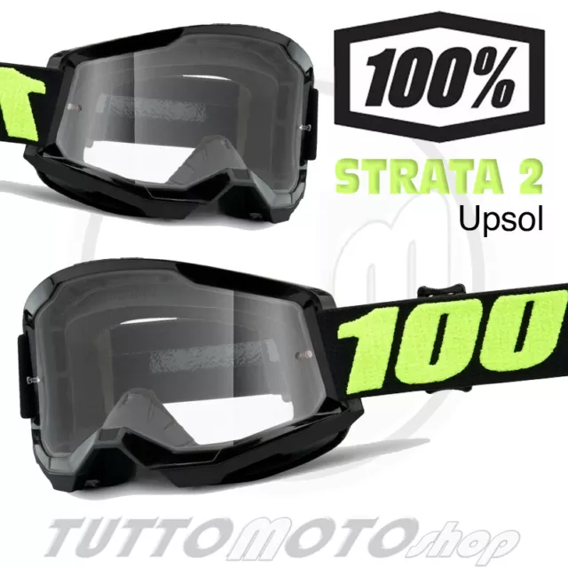 Mascherina Occhiali Maschera Da Cross Enduro 100% Strata 2 Upsol Trasparenti