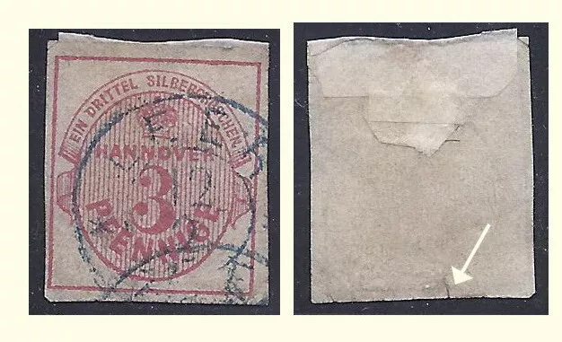 AD Hannover, MiNr. 13, 3 Pfennige, K2 gestempelt "LEER", günstiges Sammlerstück 2
