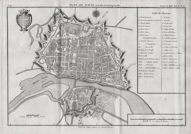 Pavia Lombardia Italia Grabado Lalande Incisione Grabado