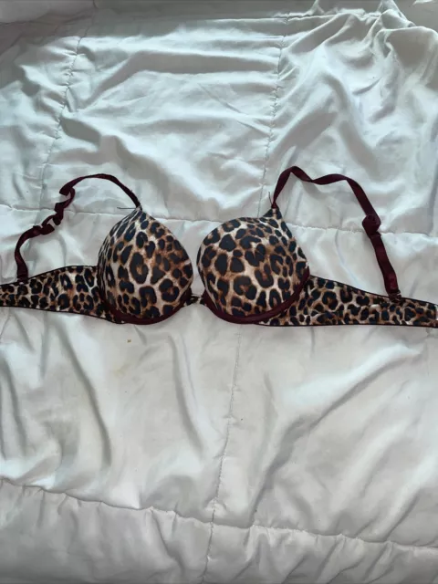 Pink brand Sexy Lingerie Underwire Bra  Leopard Print Size 32 A Push Up